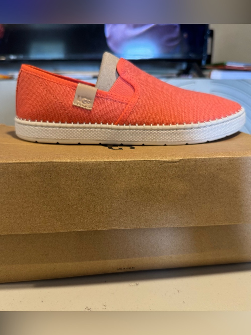 UGG Men's Slip-On Canvas Loafer in Coral Orange